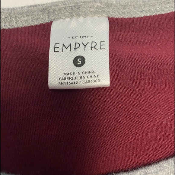 WHATEVER FOREVER Burgundy Baseball Tee 3-4 Sleeve Top - Picture 6 of 6